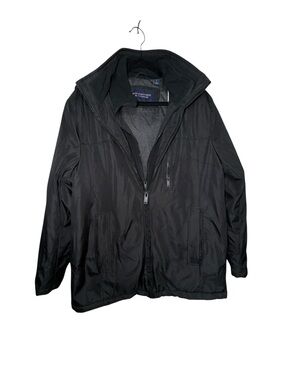 Roundtree & Yorke Men's Black Hooded Zip Rain Jacket